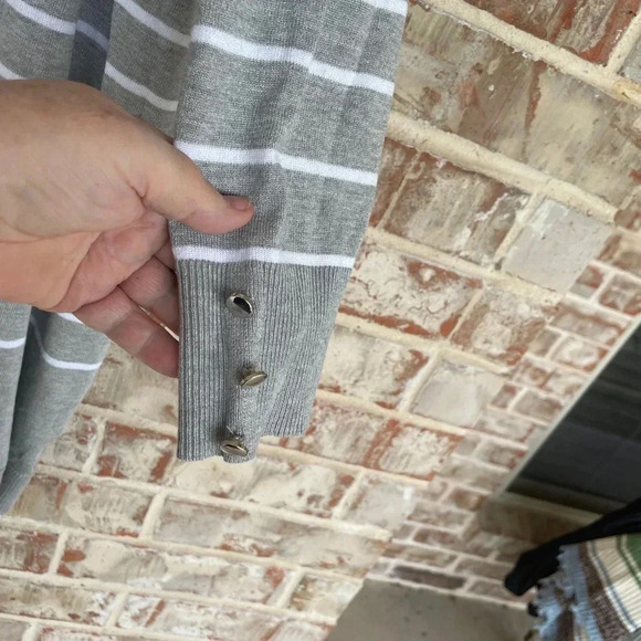 Retrology Colorblock Striped Open Lapel Catdigan Sweater - Picture 4 of 8